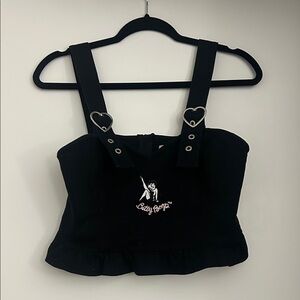 Lazy Oaf X Betty Boop Black Top with Heart Accents
